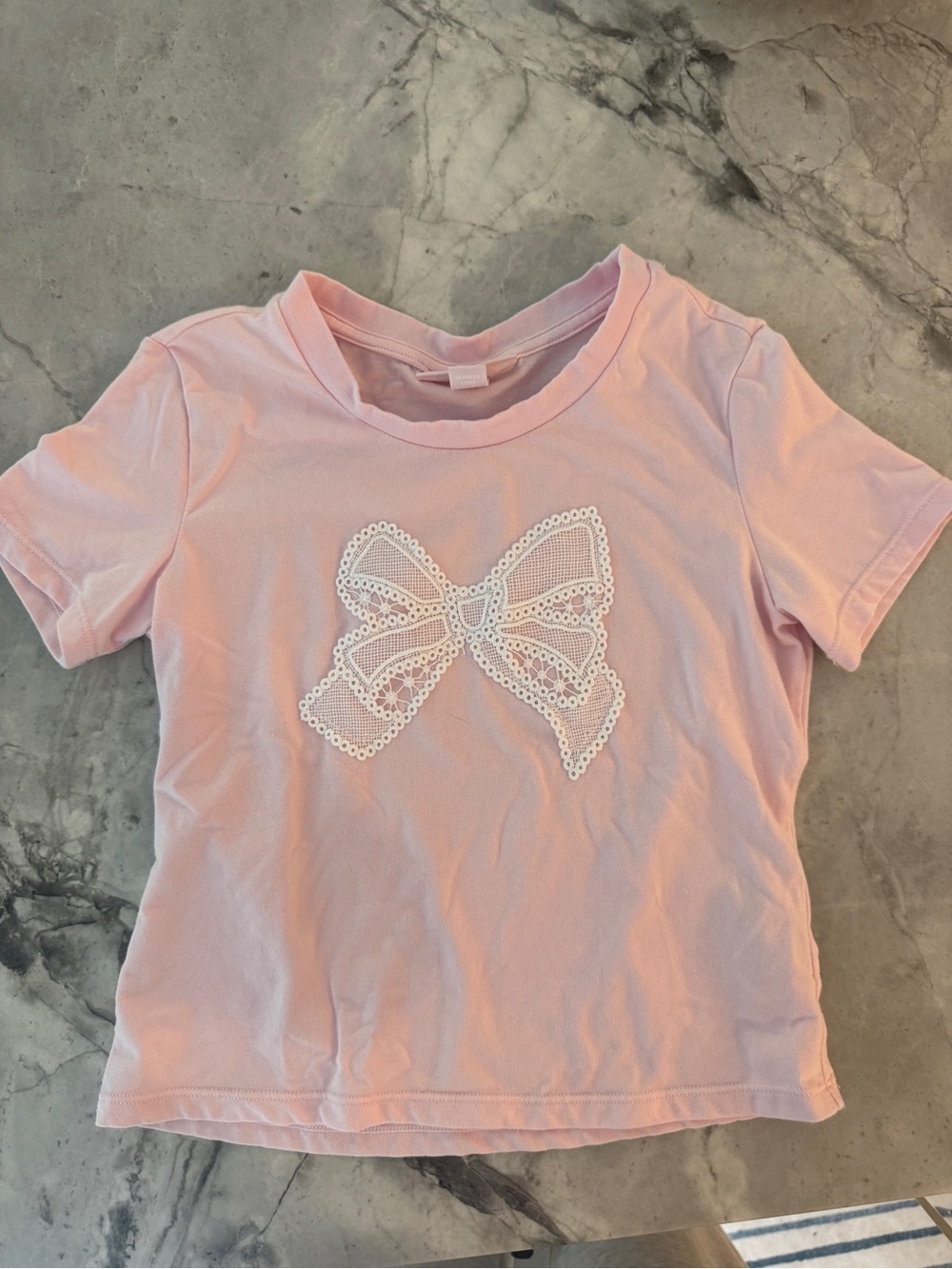 Target x LoveShackFancy Light Pink Tee with White Lace Bow